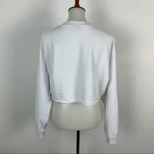 Asos Womens Small‎ White Long Sleeve Crop Sweatshirt Y2K Streetwear thumbnail 4