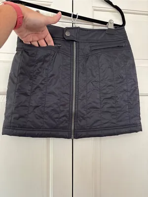 Athleta Toasty Buns Quilted Puff Skirt Size 2 Charcoal Gray Insulated Après Ski thumbnail 4