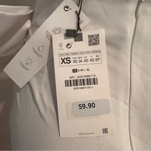 New Zara Satin Bow Mini Skort Skirt Sz XS White NWT thumbnail 6