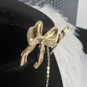 Gold Plated Bow Necklace SET Coquette Earrings Womens Jewelry thumbnail 3