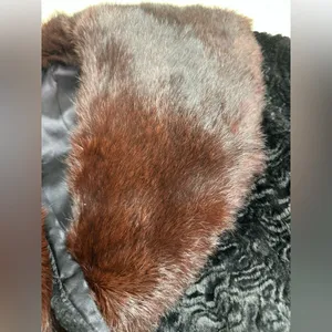Vintage Teddy Jacket with Real Fur Collar - Black and Brown thumbnail 6