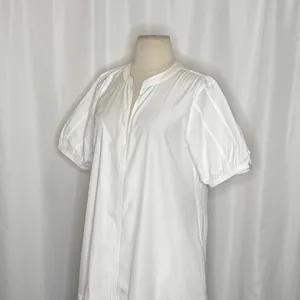 NWT!! J. CREW Delilah Dress‎ Cotton Poplin Solid White Mini Ruffle Small Tall ST thumbnail 7