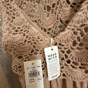 Aerie Tan Koko Brown Boho Crochet Knit Maxi Dress Medium NWT thumbnail 6
