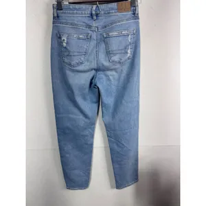 American‎ Eagle Mom Straight Jean Women Size 0 Light Wash Distressed Blue thumbnail 3
