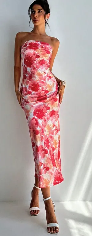 Hello Molly womens elegant pink floral backless dress thumbnail 1
