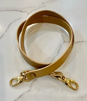 Tan Leather Shoulder Strap with Gold Hardware thumbnail 1