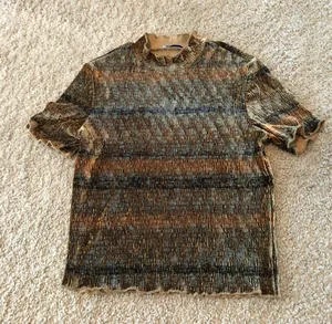 ZARA Brown velvet multicolor short sleeve top never worn thumbnail 1