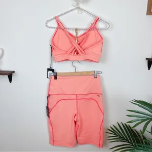 n:Philanthropy Baylis Sports Bra & Bedford Biker Short Coral Workout Yoga Sports thumbnail 6