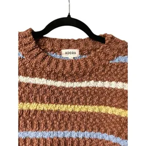 Adora Sweater M Brown with multicolor stripes Preppy‎ Autumn Cozy Earthy Classic thumbnail 9