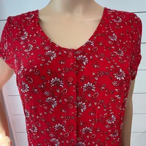 Band of Gypsies Red Floral Mini Dress Sz M thumbnail 7