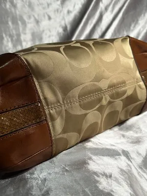 Vintage Y2K Coach Signature Peyton Snakeskin Beige Brown Shoulder Bag thumbnail 4