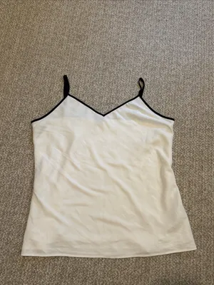 Ann Taylor White Cami with Black Contrast Trim thumbnail 3