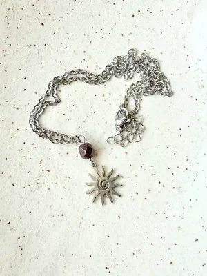 Handmade retro vintage boho funky style quality Czech glass & sun necklace☀️ thumbnail 3