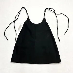 Tiger Mist Mini Top Womens Size XS Black Tie Strap Slit Rayon Blend Y2K Sexy‎ thumbnail 7