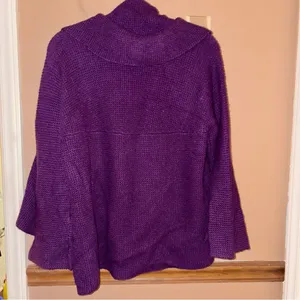 Talbots Petites wool Silk Drapey Waterfall Cardigan‎ purple size XL thumbnail 2