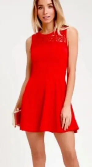 Lulus Appetite For Seduction Lace Crochet Dress Red Women’s XS thumbnail 1