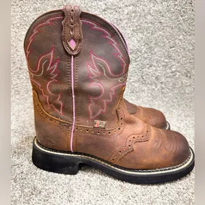 JUSTIN Boots WOMEN'S WANETTE WESTERN WORK BOOTS size 7.5B thumbnail 1