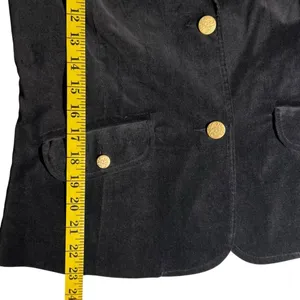Vintage Old Navy Womens Y2K Black Velvet Blazer Sz M Whimsigoth Academia Preppy thumbnail 7
