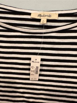 NWT Madewell Ruched Crewneck Long Sleeve Tee Soft Slub thumbnail 5