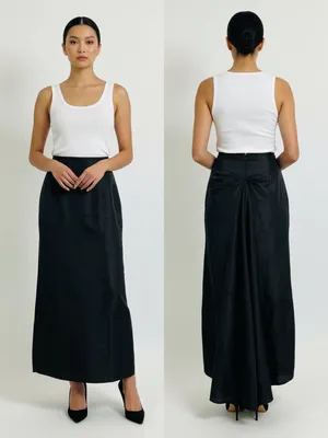Worth Silk Black Silk A Line Maxi Long Hi-low Train Occasion Evening Skirt thumbnail 7