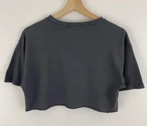 Rock Rose Couture Dark Grey American Motorcycles Distressed Cropped Graphic Tee thumbnail 8