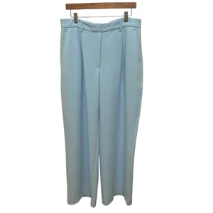 Abercrombie Curve Love Sloane Low Rise Wide Leg Tailored Linen Pant 32L Sky Blue thumbnail 5