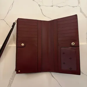 Kate Spade Burgundy Pebbled Leather Wristlet Wallet thumbnail 3