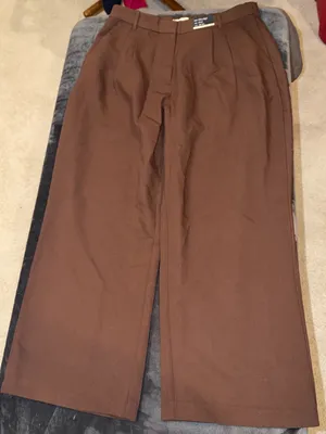 Abercrombie & Fitch Curve Love A&F Sloane Tailored Wide Leg Pant in Dark Coffee thumbnail 13