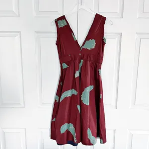 Marc Jacobs Feather Print Silk Dress Fit Flare Y2K Indie Sleaze Whimsical Artsy thumbnail 7
