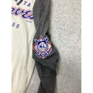 Majestic Atlanta Braves Hoodie Womens Medium Gray White Raglan‎ MLB Shirt… thumbnail 3