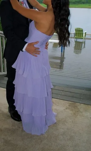Strapless Purple ruffle maxi dress thumbnail 2