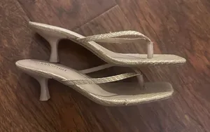 Madden girl woven tan thong kitten heel sandals  thumbnail 1