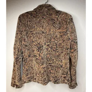 Vintage KENAR Jaquard Blazer Women Size 4 Textured Gold Paisley Boho Chic‎ Art thumbnail 2