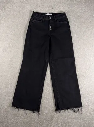 Vervet Flying Monkey Black Wide Leg Crop Jeans Button 26‎ thumbnail 1