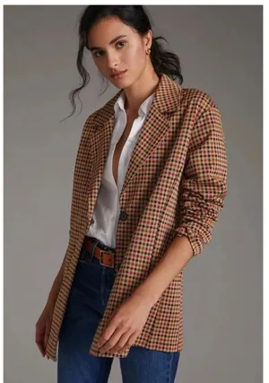 NWT Anthropologie Avec Les Filles Longline Plaid Blazer Size Small thumbnail 1