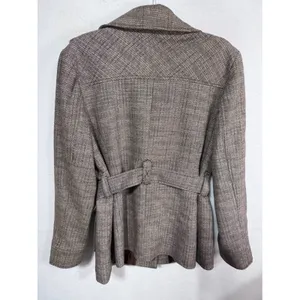 Merona Jacket Belted Herringbone Wool Blend Women's XXL Brown Tweed Workwear thumbnail 5