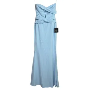 NWT Lulus Elegant Finesse Pleated Cutout Strapless Bodice Maxi Dress S Blue thumbnail 2