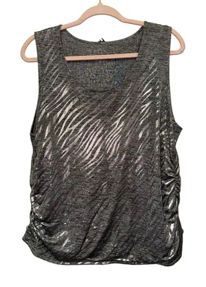 Reversible‎ Metallic Animal Print Tank Top Large Ruched Sides thumbnail 1