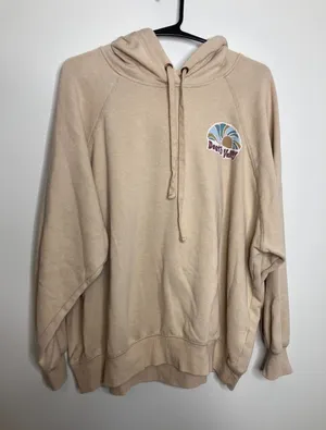 Unbranded Death Valley Hoodie Womens XL Tan Excellent Graphic Back Print Raglan thumbnail 1