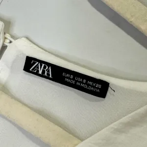 🍁 Zara Ruffle V-neck Mini Dress‎ Cinched Waist Ties White Small thumbnail 10