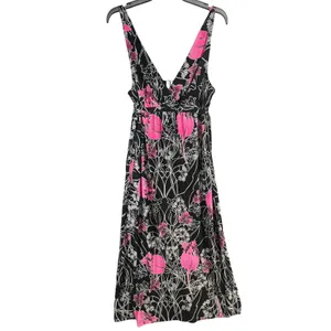 Ambrielle Y2K Pink Floral Maxi‎ Dress Empire Waist Open Back Tie Fairy Grunge M thumbnail 9