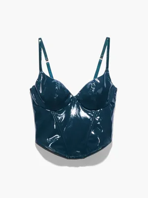 Savage X Fenty Emerald Green Leather Tease Vinyl Bustier Size Small thumbnail 3