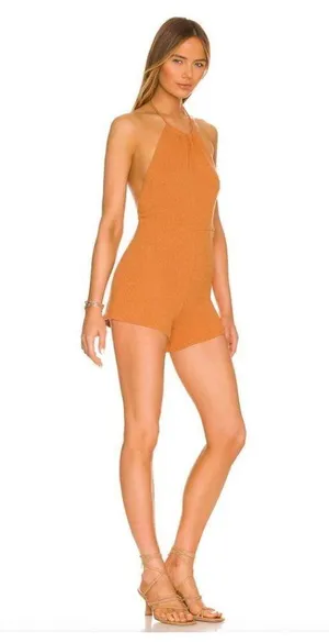 FREE PEOPLE Mina Romper in Suntan Size Large thumbnail 4