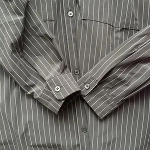 Alo Yoga Pinstripe Daylight Button Down Long Sleeve Black/Titanium M thumbnail 4