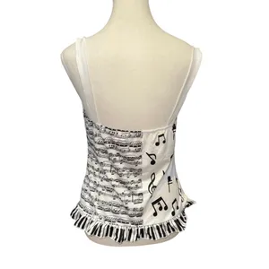White music note piano key ruffle camisole top thumbnail 4