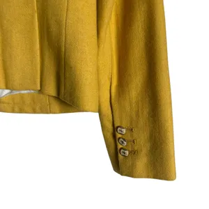 Ann Taylor LOFT Yellow Double Breasted Contrast Trim Wool Blazer Jacket Size 4 thumbnail 9