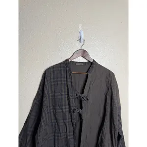 CP Shades x Free People Mixed Plaid Pinstripe Cotton Tie Front Jacket size S thumbnail 7