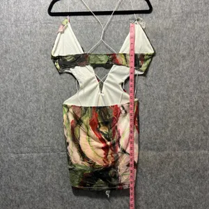 Lilyful Mini Dress Ruffle Trim Sleeveless Green Abstract‎ Print Size L thumbnail 6