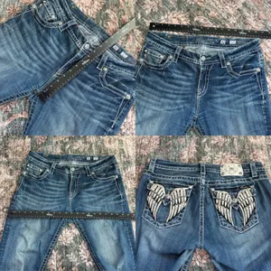 Vintage Miss Me Denim Capri Jeans 32 Angel Wing Embroidered Pockets Y2K Mcbling thumbnail 7