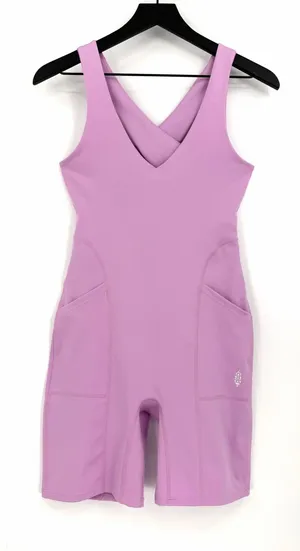 FREE PEOPLE Movement Here On Out Onesie Romper Lilac Pink S thumbnail 1